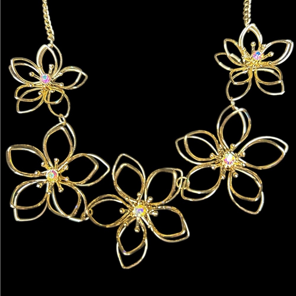 Gold-Tone Floral Statement Necklace